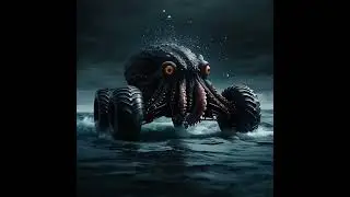 Black OCTOPUS Transforms into Ocean BEAST #octopus #monsterjam #ocean #black #monstertruck  #ai