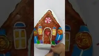 Gingerbread House Painting on Rock 💙