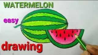 How to Draw a Watermelon Step by Step | Easy Drawing For Kids | easy watermelon drawing 🍉