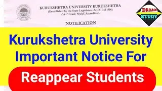 Kurukshetra University Important Notice For REAPPEAR Students _ Kuk Special Video