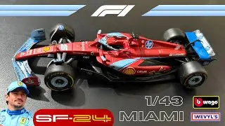 SF-24 MIAMI GP &bull; Charles Leclerc's Formula 1 SF-24 1/43 Diecast by Bburago &bull; Scuderia Ferrari 