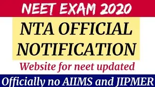 NTA neet 2020 OFFICIAL NOTIFICATION !! Updates by Nta regarding neet