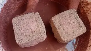 ASMR dusty soft red dirt blocks crumbling in water | asmr cement | satisfying asmr | asmr triggers