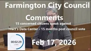 15 concerned citizens speak out against Tract's Data Center in Farmington, MN - 2/17/2026