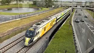 Two Trains in Central Florida - Sunrail P324 at Tupperware, Brightline at Orlando Airport 10/3/25
