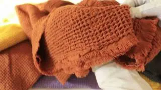 Rust Waffle Throw Blankets