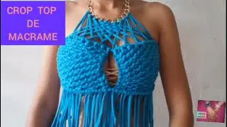 MANITAS MACRAME,CROP TOP DE MACRAME CON TRAPILLO TALLA M