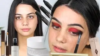 FULL FACE OF FIRST IMPRESSIONS | RED SMOKEY EYE
