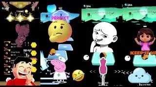 Tom and Jerry, emoji,               Dora the explorer. Tiles hop