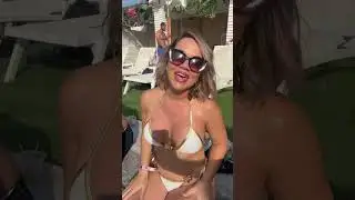Vibing in my white and gold bikini #temu #vibing #poolpartyvibes #poolparty #summerclub #nycparty