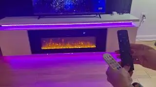 Lamtor Fireplace TV Stand #FLV-0117  Built-In Electric Fireplace + LED Lighting