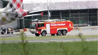 [4K] FIRE TRUCK + 3 TAKEOFFS (AIR FRANCE / TRANSAVIA FRANCE / VOLOTEA AIRLINES)