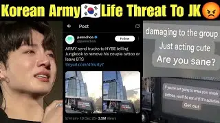 Korean Army Insult JK Outside Hybe Building 🏫 BTS JK Threat by BTS Army Outside Bighit Office #bts 