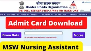 BRO Nursing Assistant Admit Card Download| Syllabus| Exam Date | Nursing Assistant Notes #BRO