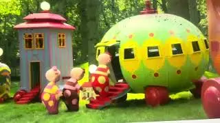 Igglepiggle and The Tombliboos riding on the Ninky Nonk