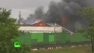 Fire Erupts Near Power Plant In Moscow Region