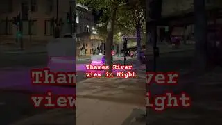 Night view walking by Thames river #thamesriver #londoncitywalk #cyclebike