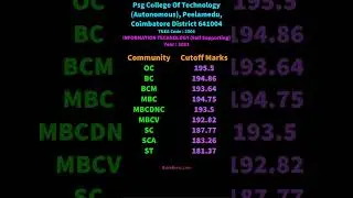 TNEA Cutoff Marks for IT in PSG College Of Technology Autonomous Coimbatore