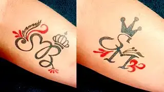 How to make beautiful 😍 couple letters tattoo || S❣️M and S😍B letters tattoo design