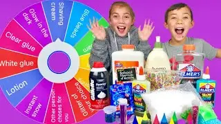 Mystery Wheel of Slime Challenge | Making Slimes with a Spinner Wheel App - Sis vs Bro