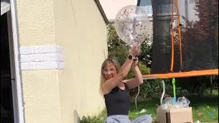 Blowing up LOUD CONFETTI FILLED balloons in the garden