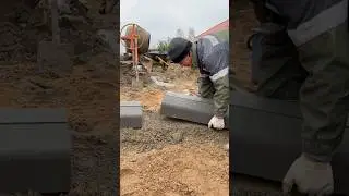 Installing Road Curbs Like a Pro 🧱  #construction #diy #satisfying