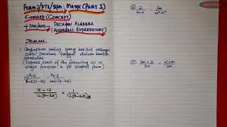 FORM 2/PT3/SPM MATHS: PECAHAN ALGEBRA (PELAJARAN 1)