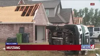 Storm damage near Mustang