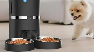 Smart Cat Feeder, Dog with Two-Way Splitter and Two Bowls, Voice Recorder Distribution Alarms
