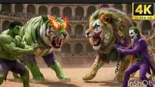 ⚒️ Legendary JOKER Lion 🆚Savage HULKWolf | Arena Clash Animal Fight | Who WillWin?
