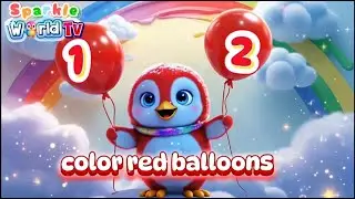 1 2 Color Red Balloons and other colors like green, yellow and counting with sparkle world Tv