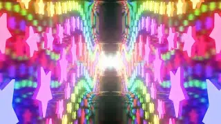 Colorful Glowing Star Shapes Illuminating Wavy Reflective Mirror Path 4K Background VJ Video Effect