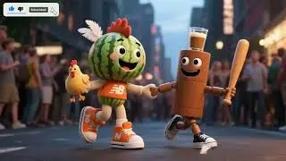 🍉 Watermelon Chicken Puppet & Tung Tung Tung Sahur Dancing to Little Anomali Brainrot Song😂🔥 #shorts