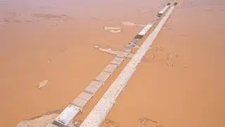 تصوير جوي لأحداث جريان وادي الرمه مرتين بالقرب من الرس عام ١٤٤٤وشاهد ماذا فعل
