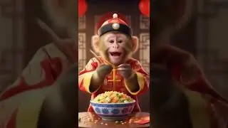 Adorable Baby Monkey Eating Fried Rice #shorts #youtubeshorts