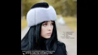 Ambassador hat -  Sapphire mink fur, Black suede top