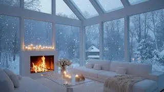 Modern Luxury Winter Cabin Ambiance 🏔️ 3 Hours of Relaxing Music & Fireplace for Study and Focus