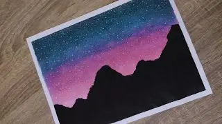 ▶️Como dibujar un paisaje fácil y bonito paso a paso con colores pastel (PAISAJE DE MONTAÑA)▶️
