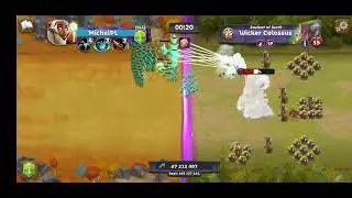 Battle Legion  Clan Raid  wicker Colossus SR15 (star *15) 1 potion = 1♡ easy 150 milion dmg
