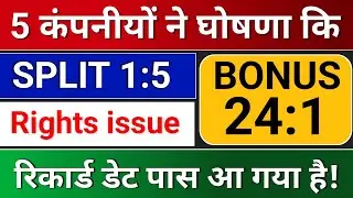 5 घोषणाएं हुई? Bonus Share. Stock Split. Rights issue. Deccan Gold. Mini Diamonds. AVI Polymers