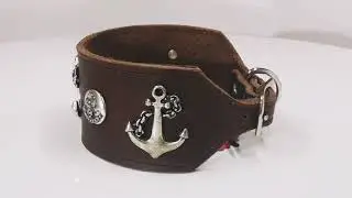 Windhundhalsband Leder mit Anker