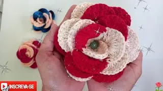rosa enrolada colorida/fácil  🌹🌹#crochet