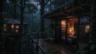 Rain Falling Slowly Around a Hidden Forest Cabin 🌲🌧️ | Relax & Sleep Better