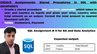 ExcelR Assignment Solution for BA and Data Analytics. Assignment 9 in SQL | Stored Procedure
