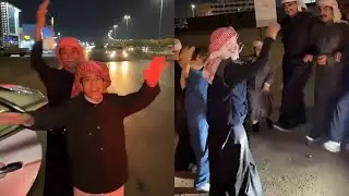 الشباب بالسعودية واقفين بنص الشارع وقاموا يلعبون 😂😂 #فراج_قزيع_السهلي سنابات فراج قزيع السهلي