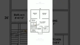 24&times;26 village plan / 24*26 house plan / 24&times;26 home plan / 2bhk plan / #shortsviral #houseplan #home