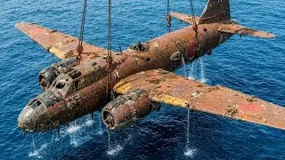 A Mitsubishi G4M Betty bomber from WW2, lost in 1942 and later recovered from the Pacific Ocean
