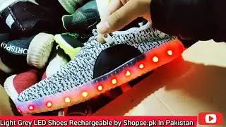 Light Grey Led Light Rechargeable Lightup Shoes by shopse.pk in Pakistan ( Cash on Delivery )