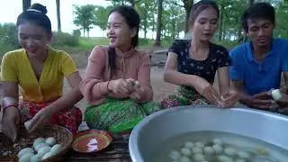 Amazing cook and eat duck egg with chili sauce in my village   Egg duck boiled recipe