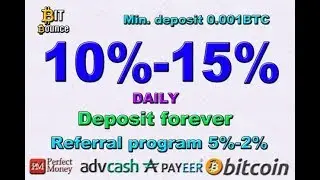 NEW INVESTMENT BITBOUNCE PROJECT! OPENED 04/29/2018!min deposit 0.001btc